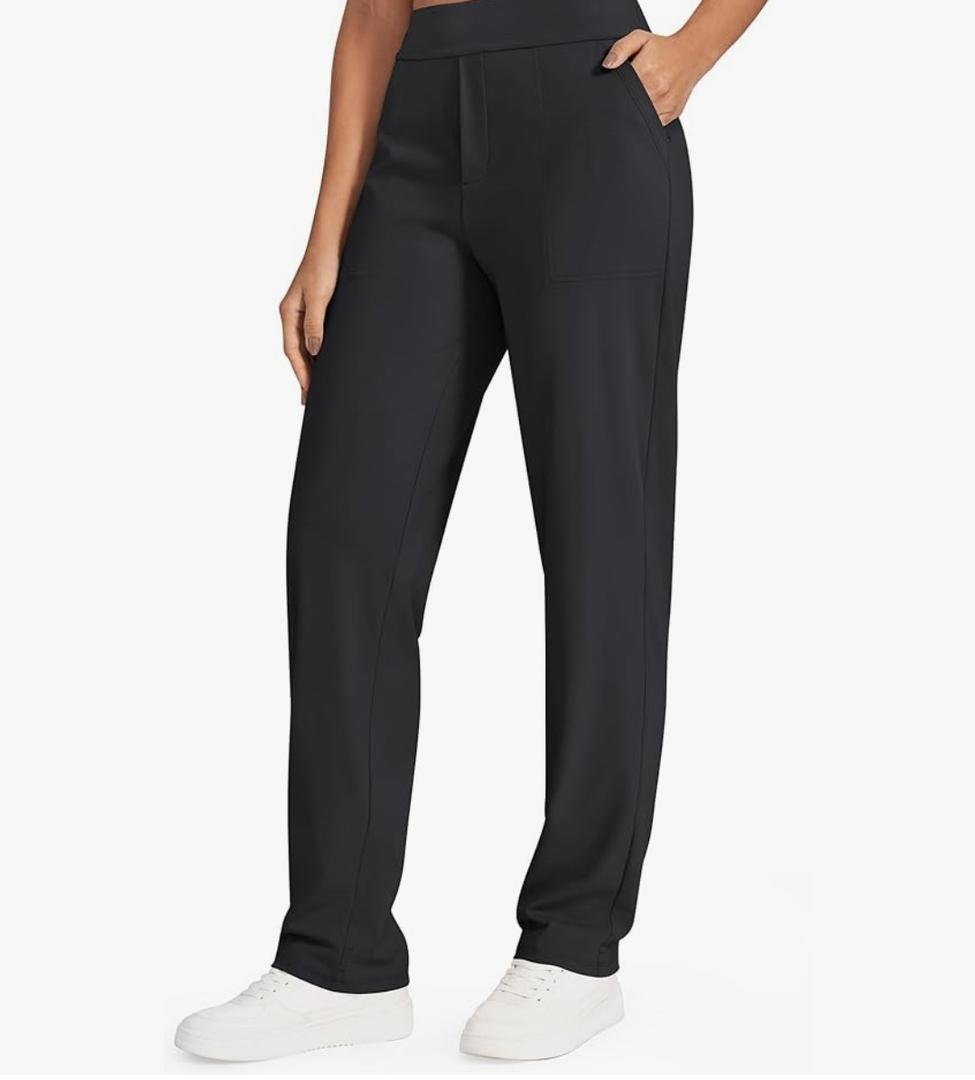 G4Free ShiftReady Yoga Pants Women High Waist Dress Work Pants with Pockets Straight Leg Business Casual Trousers. XL