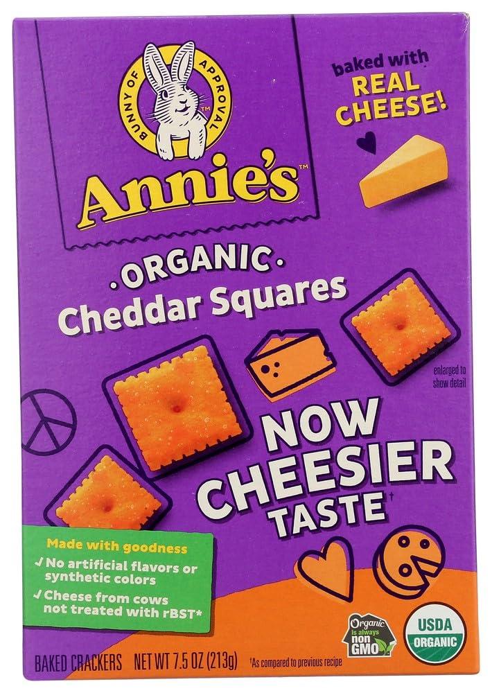 Annie's Organic Cheddar Squares, Baked Cracker Snacks, 7.5 oz, BBD: 22/12/26