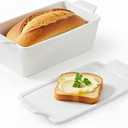 Ceramic Loaf Pan with Lid - 1.58 Qt Deep Bread Pan (10.94" x 5.23"), 2-in-1 Baking Dish for Homemade Bread Banana Bread Meatloaf, Oven Safe to 500F, Dishwasher Freezer Safe, White