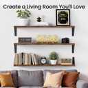 BAYKA Wall Shelves for Bedroom Decor, Floating Shelves for Wall, Display Mounted Rustic Wood Shelf for Books,Plants,Corner Shelves for Bathroom,Kitchen,Living Room(Rustic Brown36inSet of 3)