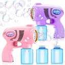 JOYIN 2 Bubble Guns with 2 Bottles Refill Solution, Bubble Machine Gun for Kids, Toddlers, Party Favors, Summer, Outdoors Activity, Wedding, Easter, Birthday Gift (Pink+purple)