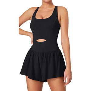 IUGA Workout Romper Tummy Control Padded Athletic Romper with Shorts Running Onesie Jumpsuits Summer Outfits Set Gym Clothes, XL