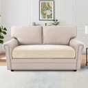 H.VERSAILTEX Stretch Chenille Couch Cover 2 Cushion Sofa Thick Slip Covers for Sofas/Couches 2 Cushions Non-Slip Couch Covers for Sofa Pets with Elastic Bottom(2 Seater Loveseat Cushion Cover,Beige)