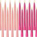 10 Pack Pink and 10 Pack Hot Pink Spiral Taper Candles for Holiday Home Decoration, 10 Inch Unscented Dripless Twisted Candlesticks for Dinner Party Wedding Valentines Day Baby Shower and Easter