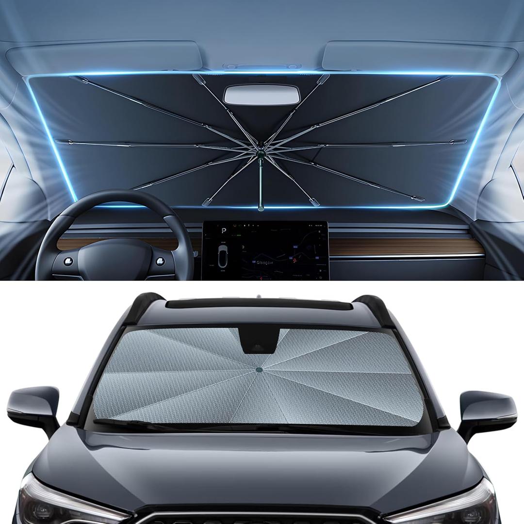Autorder Windshield Sun Shade Umbrella for 2022-2025 2026 Toyota Corolla Cross Accessories,Upgraded Ice Crystal Material,Easy Setup Umbrella Sunshade for Car Windshield,100% Sun Blocking,Toyota Corolla Cross 2022-Present