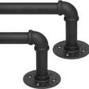 Refrze 2 Pack Curtain Rods for Windows 34 to 48 Inch, Industrial Curtain Rods Wrap Around, Heavy Duty for Bedroom & Outdoor, 34-48", "Black Curtain rod
