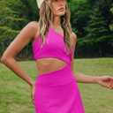 LAMISSCHE Womens Tennis Dress Built With Bra And Shorts Workout One Shoulder Mini Dress Athletic Cut Out Golf Dress(Hot Pink,XS)