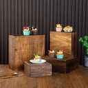 Vintage Brown Square Wooden Cake Stands For Display,Set Of 4 Wood Cupcake Stands Risers, 12 Inches Rustic Wood Crates For Wedding Cake Display, (Vintage Brown)