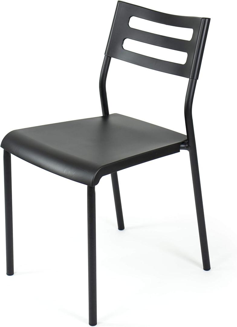 Humble Crew Desk Chair no Wheels, Black, 16"W x 19"D x 30"H, 200 lbs Max - Lightweight Plastic Chair for Small Spaces - Premium Stackable Minimalist Chair for Office, Dorm, Bedroom, Dining, and More