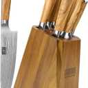 HOSHANHO Knife Set with Block 7-Piece, Professional 67-layer Damascus Super Steel Kitchen Knife Sets for Cooking, Ultra Sharp Knife Set with Sharpener