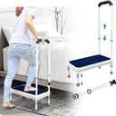 Bedside Steps for High Beds Step Stool with Handle for Elderly Adult Medical Heavy Duty Safety Stepstools for Seniors 400 Lb Capacity Non-Slip Wide Platform to Get in Bed, Car, Bathroom (Blue-21.6")