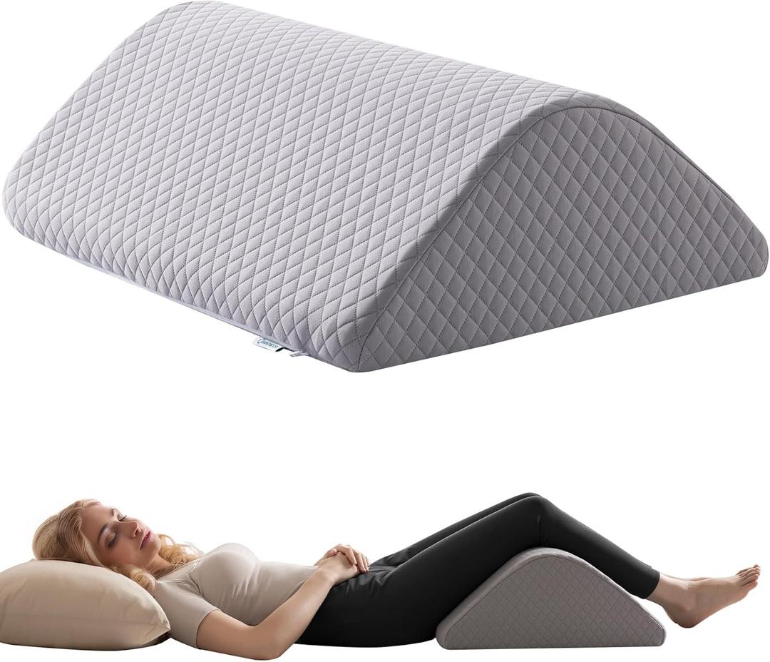 Knee Wedge Pillow for Post-Surgery Recovery-Leg Elevation Support for Sleep Position, Alleviating Lower Back & Hip Pain Enhancing Circulation in Ankles Legs Triangle Pillow with Removable Cover (21.6*17.8*6.9 Inchfor height over 5'3", Dark Gray)