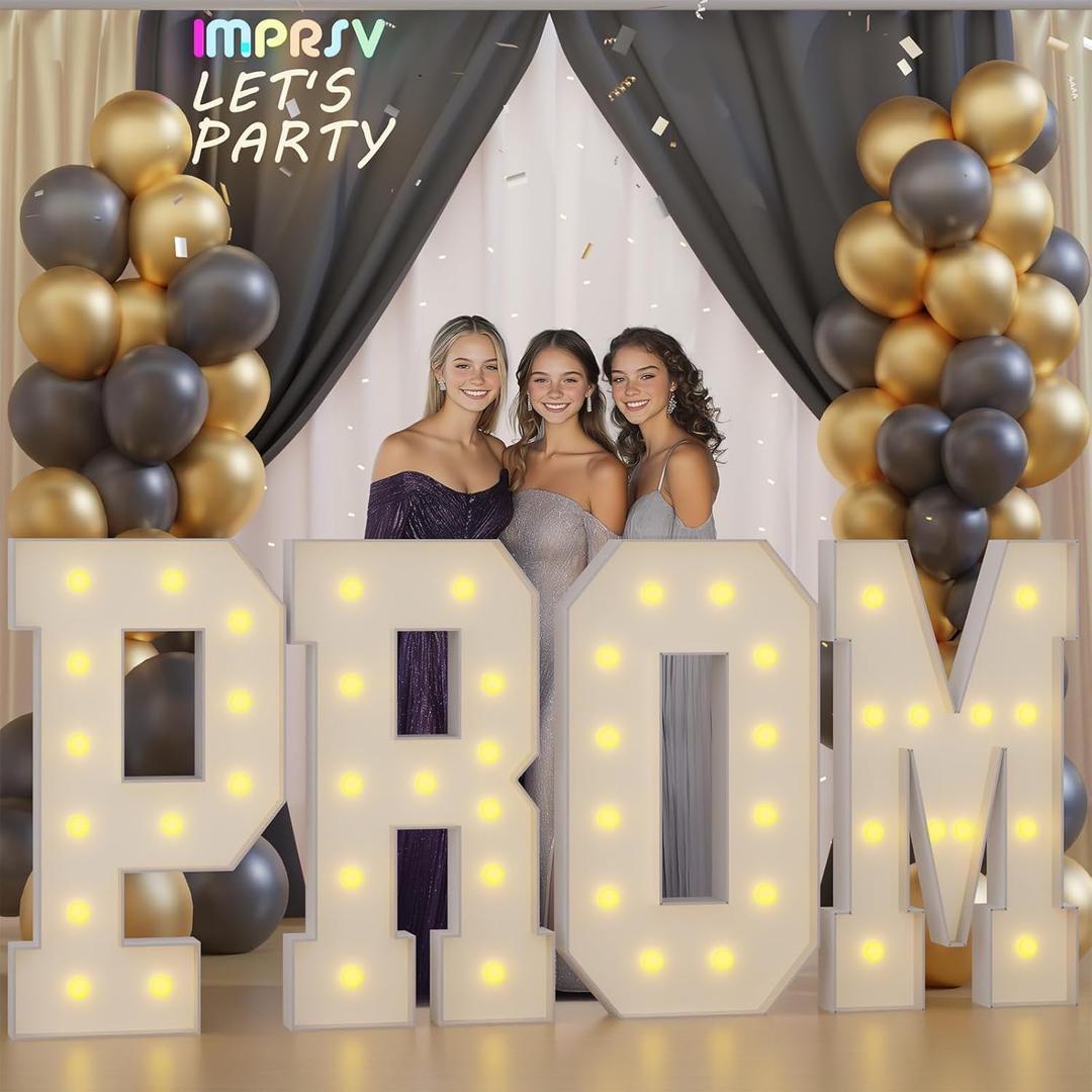 Graduation Decorations 2025, 4FT PROM Marquee Letters for Prom Decorations 2025, PROM Letters with Light for Preschool High School Prom Party Decor, Large PROM Sign