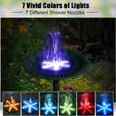 Solar Bird Bath Fountains Upgraded, 4W Solar Powered Water Fountain Pump with 4000 Battery, 7 Nozzles & 4 Fixers, Colorful LED Lights for Garden, Pond, Swimming Pool, Fish Tank, and Outdoor