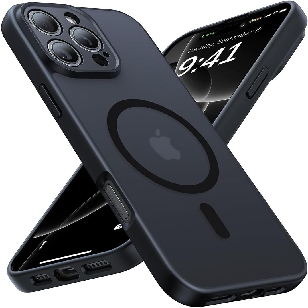 Faiono Magnetic for iPhone 16 Pro Max Case [Full Camera Protection][Military-Grade Protection][Compatible with MagSafe] Shockproof Protective Slim Phone Case for iPhone 16 Pro Max, Black