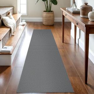 IOHOUZE Washable Runner Rug 2x8 Non Slip Rubber Backed Hallway Runner Entryway Runner Indoor, Kitchen Rugs Woven Cotton Floor Carpet for Kitchen Hall Entrance Bedroom, Dark Grey