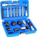 18PCS Alternator Pulley Remove Install Tool Kit, Clutch Freewheel Removal Socket Bit Set Compatible with Ford VW Mercedes-Benz BMW Audi Chevrolet Chrysler GM Porsche Volvo Skoda and More