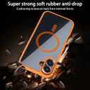 2 x for iPhone 16 Plus case Orange, Compatible with magsafe, Military Grade Protection, Shock Resistant Slim Magnetic Case, Fingerprint Resistant, Lens Full Cover for iPhone 16 Plus (6.7")