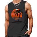 Indoner Mens Sleeveless Tank Tops UPF 50+ Quick Dry Workout Gym Shirts Palm Tree T-Shirt for Swim Beach Bodybuilding (XL)