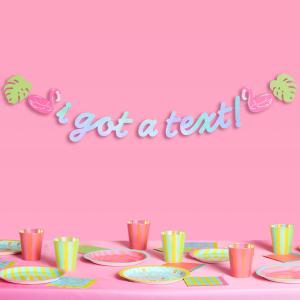 xo, Fetti I Got a Text Banner - Blue Iridescent Foil, 6 Ft. | Island Bachelorette Decorations, Love Villa Birthday Backdrop, Reality Bach Party, Bday Photo Booth Supplies