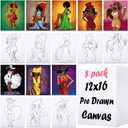 Nuberlic 8 Pack 12x16 Pre Drawn Canvas for Painting Sip and Paint Kit for Adults Pre-Stretched Canvas Outline for Paint and Sip Kit Party Set Mother's Thanksgiving's Day Gift