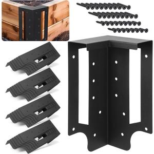MorningRo 24 Pack Raised Garden Bed Corner Brackets with Securing Lip Fits Lumber up to 2" x 12" Metal Garden Corner Bracket for Wood Frame Bed 4.7" L x 2" W x 10.5" H (Black)