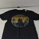 Retro Forest Trees Outdoors Nature Women Men Vintage Graphic T-Shirt (Small, Black)