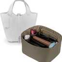 Vercord Handbag Purse Organizer Insert Tote Bag Shaper for Picotin 18/22 with Zipper Pocket Grey Small