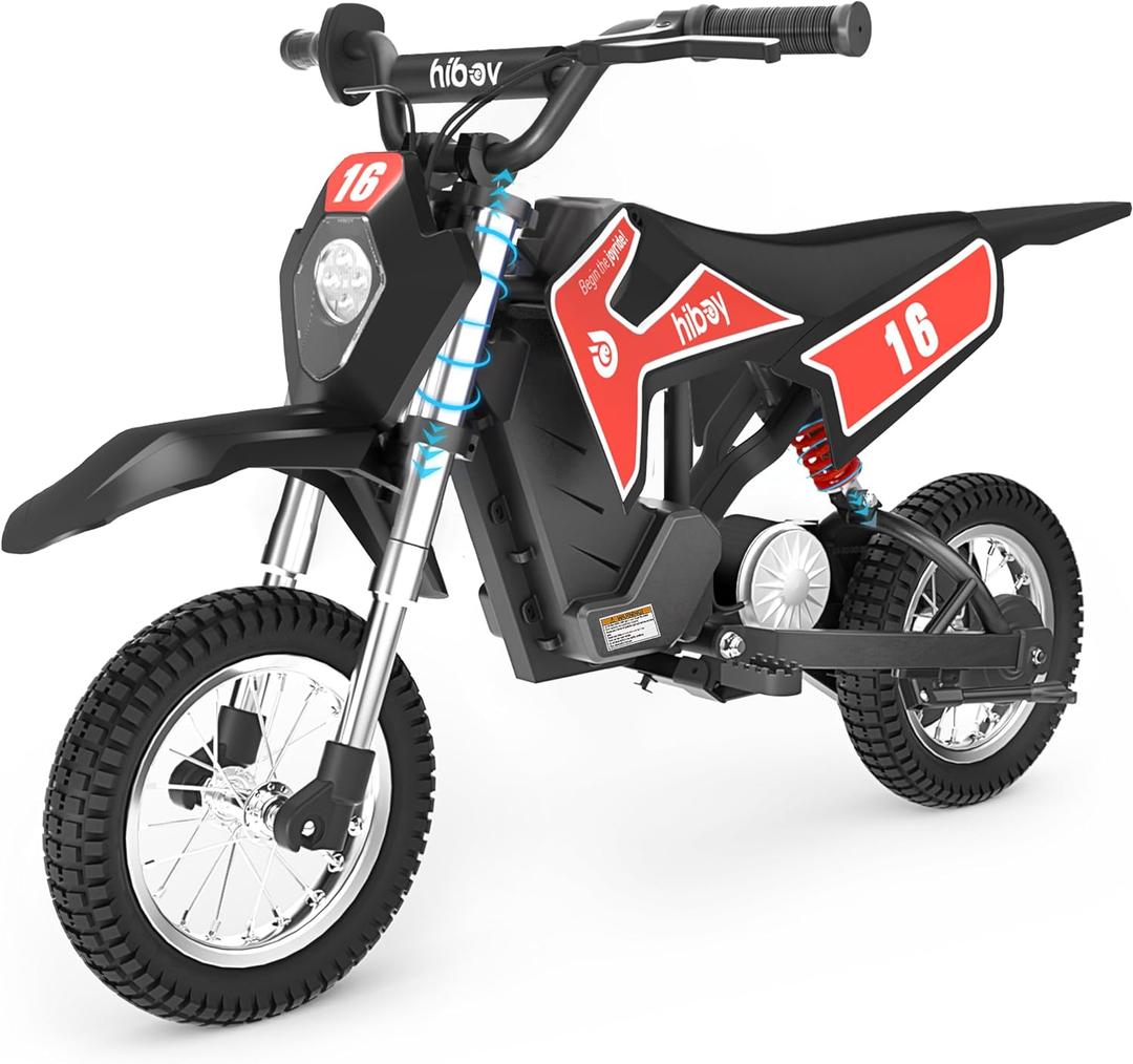 Hiboy DK1 36V Electric Dirt Bike,300W Electric Motorcycle - Up to 15.5MPH & 13.7 Miles Long-Range,3-Speed Modes Motorcycle for Kids Ages 3-10 (Red)