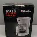 MUELLER HOME 12-Cup White Coffee Maker - Borosilicate Carafe, Auto-Off, Reusable Filter, Anti-Drip, Keep-Warm Function, Clear Water Level Window, White Kitchen Accessories