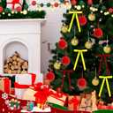 Poen 64 Pcs Christmas Tree Ornaments Set 48 Velvet Christmas Tree Bows 16 Shatterproof Xmas Balls 2.36' Plush Sequins Ball 7' Vintage Bow for Home Xmas Party Winter Supplies(Red,Gold,Yellow)