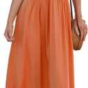 CUPSHE Women Casual Dress Beach Sleeveless V Neck Summer Cutout Spaghetti Straps Formal Maxi Sun Dresses (Small, Orange)
