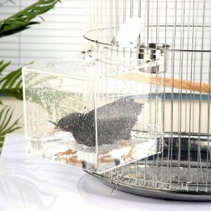 GURECOD Hanging Bird Bath Cube Bird Bathtub Bath Shower Box Bowl Cage Accessory for Little Bird Canary Budgerigar Parrots Crested Myna Cockatiel Lovebird Parakeet Bath (X L) (8.3 x 8.3 x 8.3 inch)