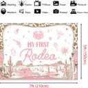 3 x 7x5ft My First Rodeo Backdrop for Gril Pink Cowgirl 1st Birthday Background, Western Cowboy Theme Girl Birthday Party Decoration, Rodeo Photo Booth Backdrop