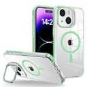 WOGROO for iPhone 15 Plus Case, [Compatible with MagSafe], Magnetic Kickstand Case for Women Girls, Case for iPhone 15 Plus, 6.7", Clear Green