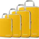 Gonex Compression Packing Cubes, 4pcs Expandable Storage Travel Luggage Bags Organizers (Apricot)