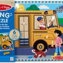 Melissa & Doug The Wheels on The Bus Song Puzzle 8-Piece Wooden Peg Puzzle with Light-Activated Sounds, Music Learning Toy for Toddlers and Preschoolers Ages 2+