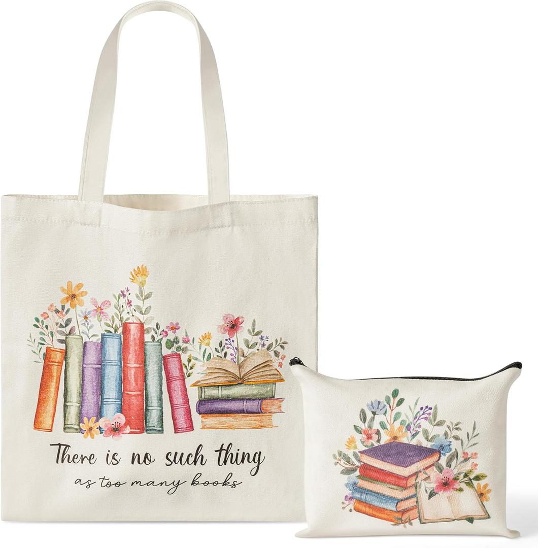 There Is No such Thing As Too Many Books Tumbler, Canvas Tote, And Bookmark