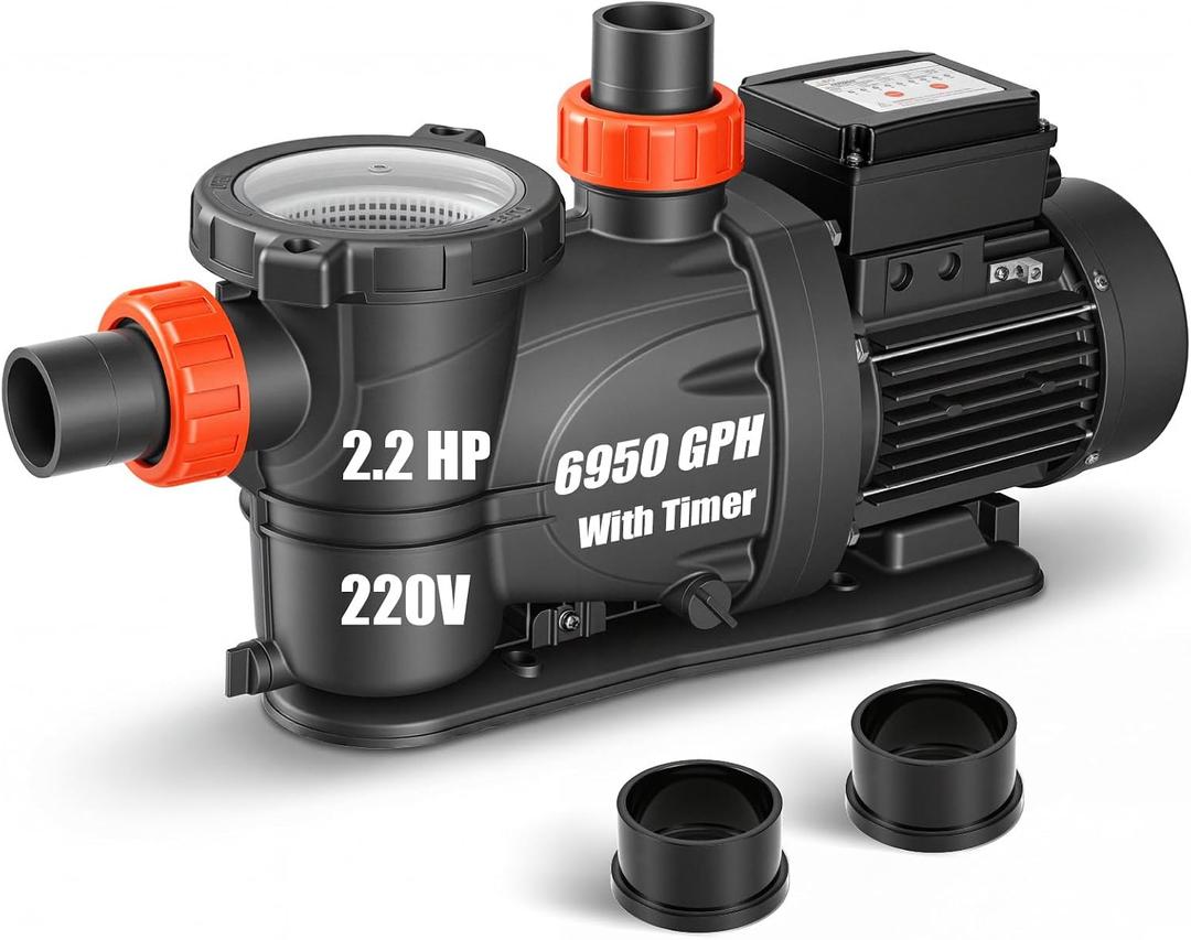 LEO In/Above Ground Pool Pump High Flow Powerful Self Priming Pool Pump,Dark Black
