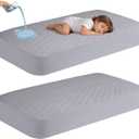 2Pack Waterproof Crib Sheets,Cotton 24X38 Fitted Crib Sheets Crib Mattress Protector Sheets,Soft Bed Sheets,Washable Little Bed Sheets,Neutral for Boy,Girl,Toddler (Gray, 24X38inch)