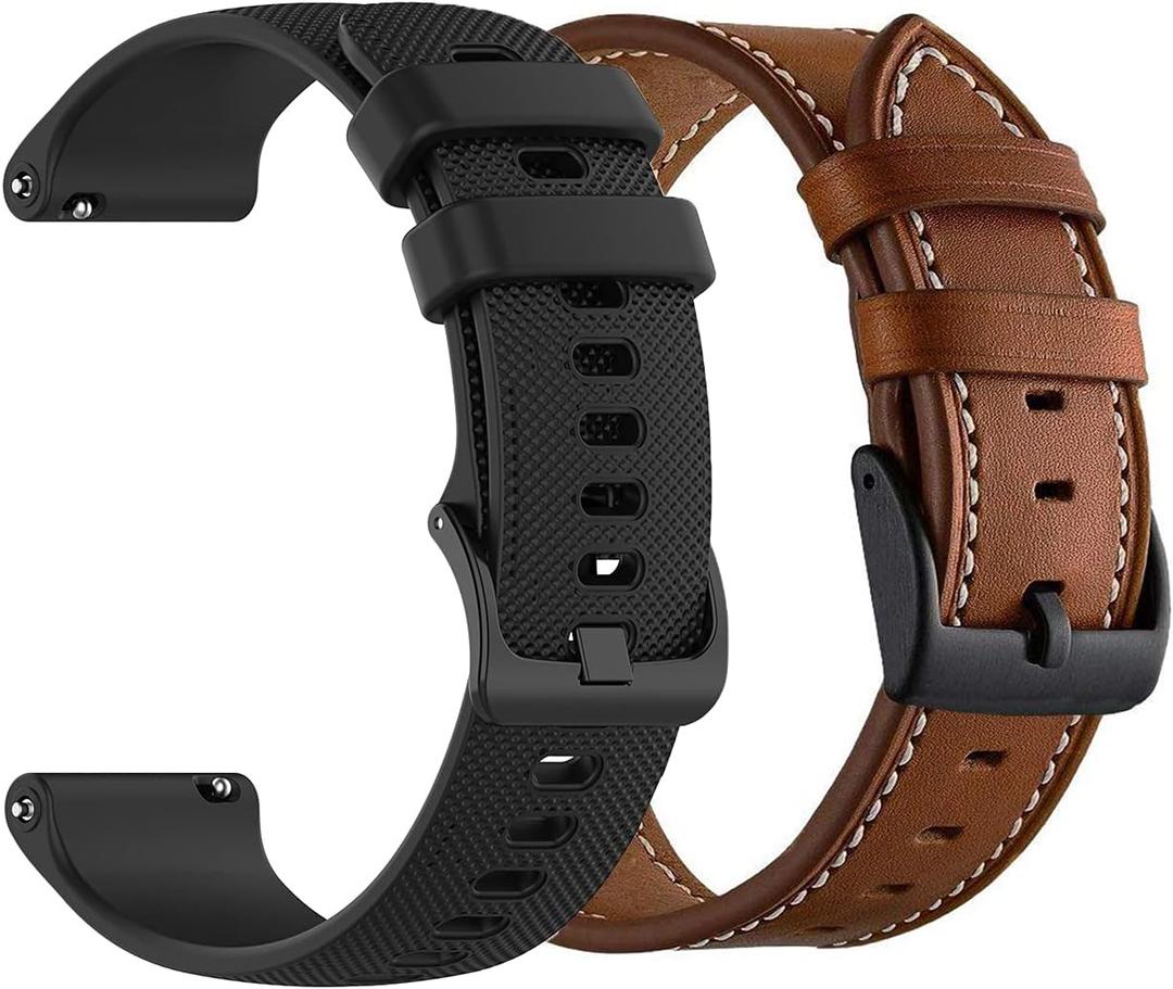 22mm Watch Bands Compatible for Fossil Gen 6/5E 44mm Bands Silicone+Leather, Replacement Sport Strap+Leather Strap for Fossil Gen5 Men's Carlyle Garrett/Women's Julianna Smart Watch