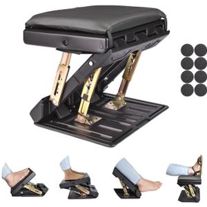 Leermart Foot Rest for Under Desk at Work 4-Level Height Adjustable, Ergonomic Foldable Footrest for Office, Gaming,Computer, Soft & Removable Pad Desk Foot Stool Suitable for All Seasons (Gray)