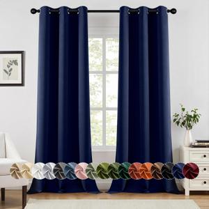 MIULEE Navy Blue Blackout Curtains for Bedroom Living Room 96 Inches Long 2 Panels, Thermal Insulated Room Darkening Drapes Grommet Noise Reducing Light Blocking Window Treatments 40x96 Inch