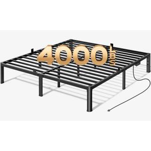PRAISUN 4000LBS King Bed Frame with Charging Station, 14 inch Bedframe