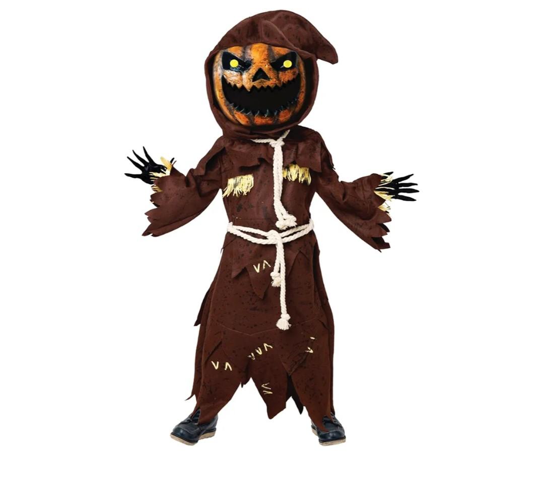 Spooktacular Creations Scary Scarecrow Costume for Kids, Halloween Costume for Boys w/Pumpkin Head, Pumpkin Outfit for Boys 10-12yr