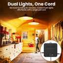 Solar Shed Light Indoor Outdoor, Dual Lamp Warm White Daytime Available Pendant Light with Pull String, Dusk to Dawn, 3 Lighting Modes Solar Lights Indoor, Waterproof for Barn, Gazebo, Shop