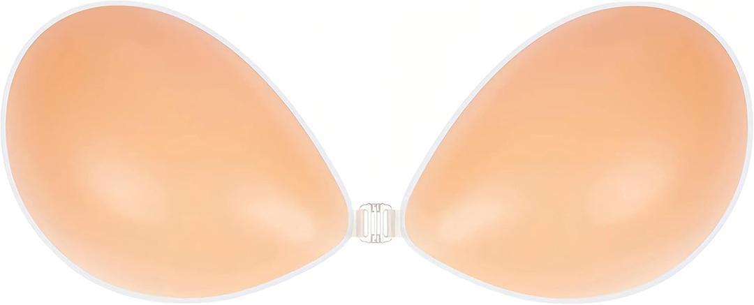 MITALOO Adhesive Bra Invisible Sticky Strapless Push up Backless Reusable Silicone Covering Nipple Bras (Light Nude, C)