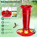 10 OZ Glass Hummingbird Feeders for Outdoors Hanging - Red 2 Pack, Ant & Bee Proof and 6 Feeding Ports, Garden Yard Dcor Gifts for Mom