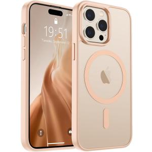 SUPFINE Magnetic for iPhone 14 Pro Max Case (Compatible with MagSafe) (Military Grade Drop Protection) Slim Translucent Matte Shockproof with Anti-Fingerprint Phone Case,Sand Pink