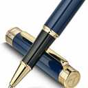 Blue Lacquer Rollerball Pen - Stunning Luxury Pen, 24K Gold Plating, Schmidt Refill, Precision Flow Ink, Fancy Roller Ball Gift Set for Men & Women, Professional, Executive Office, Nice Pens